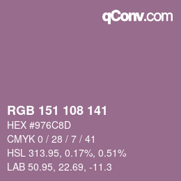 カラーコード: RGB 151 108 141 | qconv.com