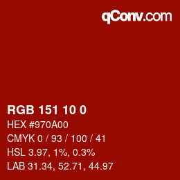 Color code: RGB 151 10 0 | qconv.com