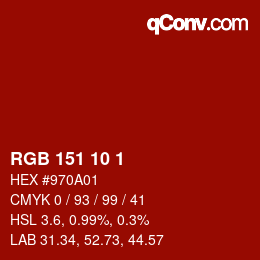 Color code: RGB 151 10 1 | qconv.com