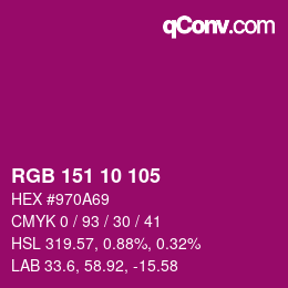 カラーコード: RGB 151 10 105 | qconv.com
