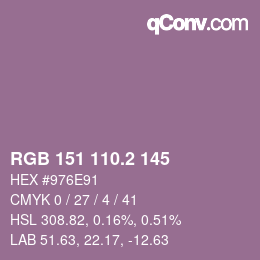 カラーコード: RGB 151 110.2 145 | qconv.com