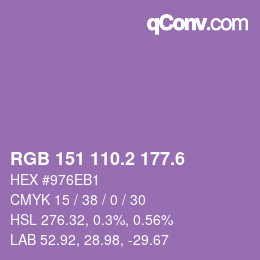 カラーコード: RGB 151 110.2 177.6 | qconv.com
