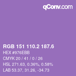 カラーコード: RGB 151 110.2 187.6 | qconv.com