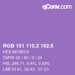 カラーコード: RGB 151 110.2 192.6 | qconv.com