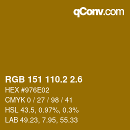 カラーコード: RGB 151 110.2 2.6 | qconv.com