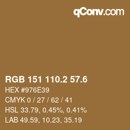 カラーコード: RGB 151 110.2 57.6 | qconv.com
