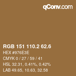 カラーコード: RGB 151 110.2 62.6 | qconv.com