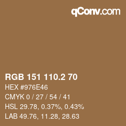 カラーコード: RGB 151 110.2 70 | qconv.com