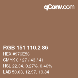 カラーコード: RGB 151 110.2 86 | qconv.com