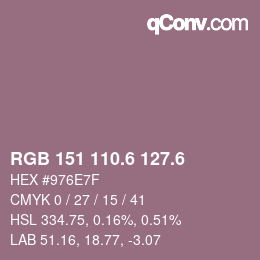 カラーコード: RGB 151 110.6 127.6 | qconv.com