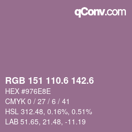 カラーコード: RGB 151 110.6 142.6 | qconv.com