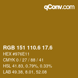 カラーコード: RGB 151 110.6 17.6 | qconv.com