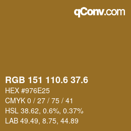 カラーコード: RGB 151 110.6 37.6 | qconv.com