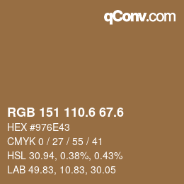 カラーコード: RGB 151 110.6 67.6 | qconv.com