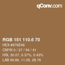 カラーコード: RGB 151 110.6 70 | qconv.com