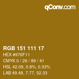 カラーコード: RGB 151 111 17 | qconv.com