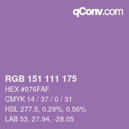 カラーコード: RGB 151 111 175 | qconv.com