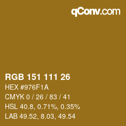 Color code: RGB 151 111 26 | qconv.com