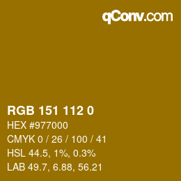 Color code: RGB 151 112 0 | qconv.com
