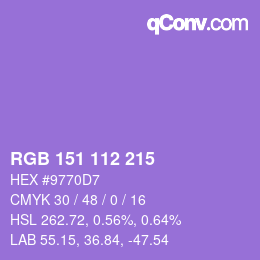 Farbcode: RGB 151 112 215 | qconv.com