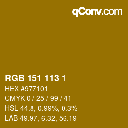 Color code: RGB 151 113 1 | qconv.com
