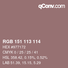 Color code: RGB 151 113 114 | qconv.com