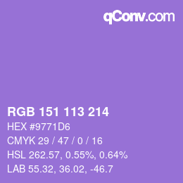 颜色代码: RGB 151 113 214 | qconv.com