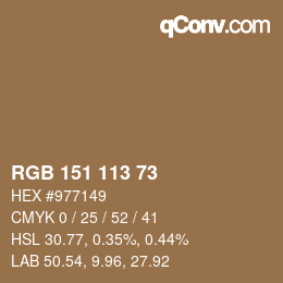 Color code: RGB 151 113 73 | qconv.com