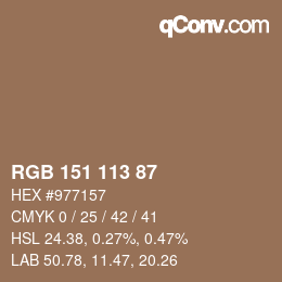 Color code: RGB 151 113 87 | qconv.com