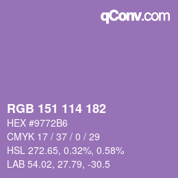 Color code: RGB 151 114 182 | qconv.com