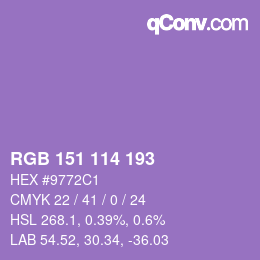 Color code: RGB 151 114 193 | qconv.com