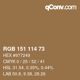 颜色代码: RGB 151 114 73 | qconv.com
