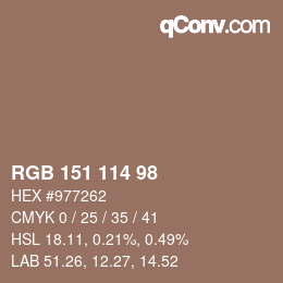 Farbcode: RGB 151 114 98 | qconv.com