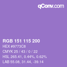 カラーコード: RGB 151 115 200 | qconv.com