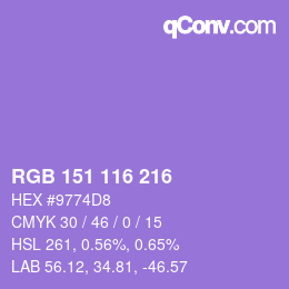 Color code: RGB 151 116 216 | qconv.com