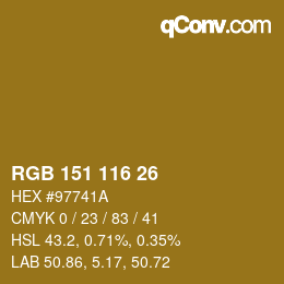 Color code: RGB 151 116 26 | qconv.com