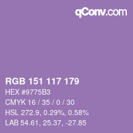 カラーコード: RGB 151 117 179 | qconv.com