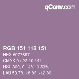 Color code: RGB 151 118 151 | qconv.com