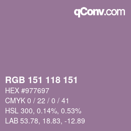 カラーコード: RGB 151 118 151 | qconv.com
