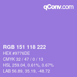 Color code: RGB 151 118 222 | qconv.com