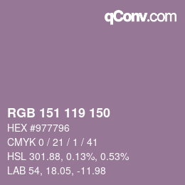 カラーコード: RGB 151 119 150 | qconv.com