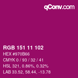Color code: RGB 151 11 102 | qconv.com