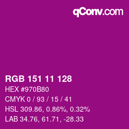 Color code: RGB 151 11 128 | qconv.com