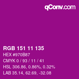 カラーコード: RGB 151 11 135 | qconv.com