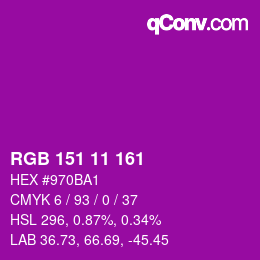 Color code: RGB 151 11 161 | qconv.com