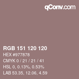 颜色代码: RGB 151 120 120 | qconv.com