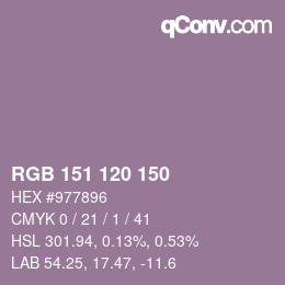 颜色代码: RGB 151 120 150 | qconv.com