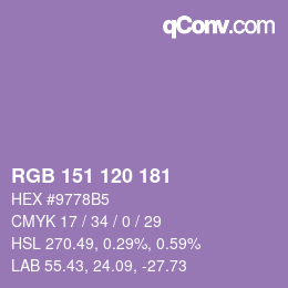 颜色代码: RGB 151 120 181 | qconv.com