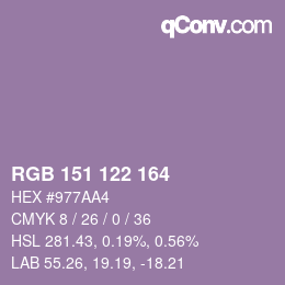 Farbcode: RGB 151 122 164 | qconv.com