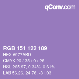 カラーコード: RGB 151 122 189 | qconv.com
